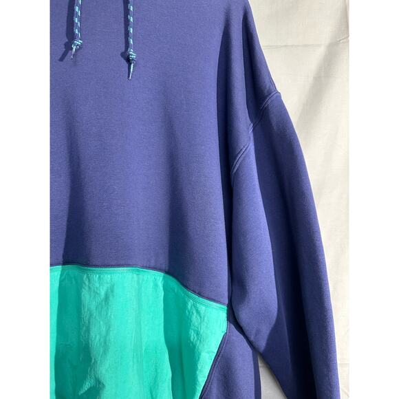 Levis Hoodie Mens XL Navy Blue Colorblock Outdoors Streetwear Retro Pockets - Picture 6 of 9